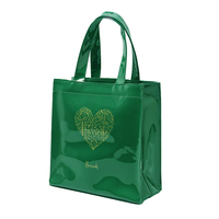 Bolsa de Compras de PVC Impermeable, Brillante, con Acabado Espejo Verde, Personalizada con Impresión, de Lujo, en Oferta, con Forro TC, Promocional