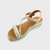 Sandales compensées d'extérieur à plateforme pour femme, à talon haut, avec lanières ornées de perles et strass, antidérapantes, à bout ouvert, confortables, pour l'été, vente en gros