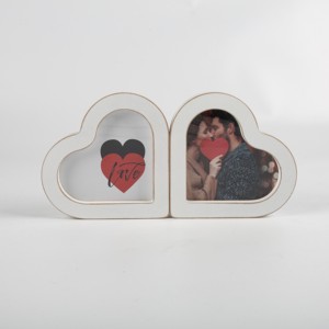 Chất lượng cao lãng mạn 2 bản lề gấp hình trái tim cắt dán khung ảnh bằng gỗ cho ngày Valentine - Product Image 4