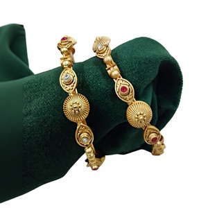 Luxury Premium Quality Brass Gold Plated Moissanite Two Set Of Openable Bangles For Women & Girls For Wedding Wear Collection - Product Image 2