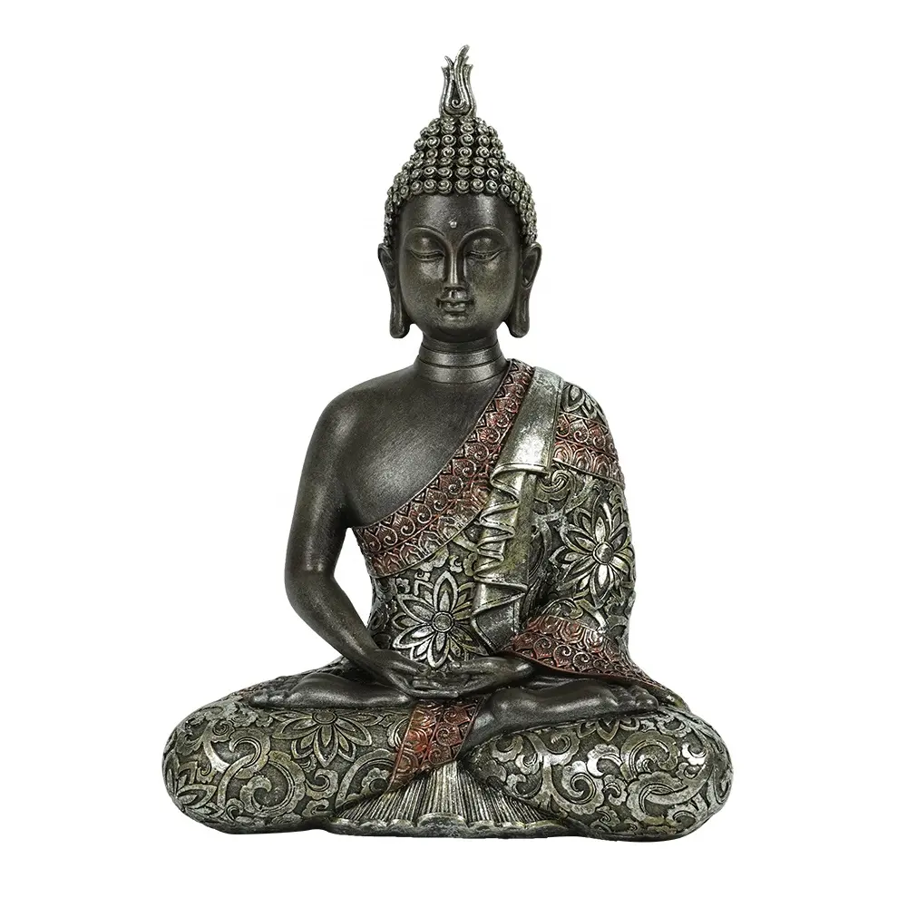 Casa y Oficina Decoración natural duradera piedra Durable Mesa resina pacífica meditando sentado tailandés estatua de Buda en stock