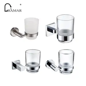 High Quality Bathroom Shower Accessory Double Toothbrush Glass Cup Holder