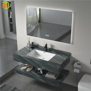 Lavabos rectangulares modernos, lavabos para pared, conjunto de lavabo de baño con espejo led - Product Image 2