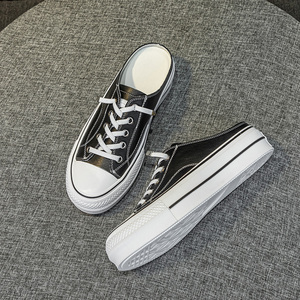 Women's Heel-less <b>Half</b> <b>Slip</b> On Shoes 2026 Summer Stretch Strap <b>Slip</b> On Genuine Leather Thick Soled Pointed Toe <b>Half</b> <b>Slip</b> Ons - Product Image 3