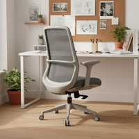 Chaise de bureau ergonomique moderne à dossier mi-haut en maille grise, avec accoudoirs fixes et rotation à 360°, idéale pour le bureau à domicile – Vente directe usine