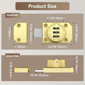 Veldor Vàng Hiện Đại Chống Trộm Quảng Trường Mật Khẩu Khóa 180 Xoay Cho Nhà Văn Phòng Đồ Nội Thất-Kẽm Hợp Kim Phù Hợp Cho Tủ Ngăn Kéo - Product Image 4