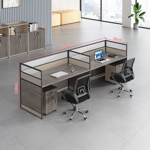 Pabrik grosir 2.4m 4 Orang kayu Modular meja kerja meja kantor furnitur Coworking kursi kantor dan Set meja - Product Image 6