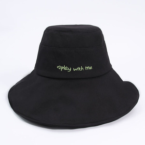 New Thêu Sáng Tạo Chữ Giải Trí Ngư Dân Hat Với Big Vành Ngoài Trời Dây Windproof Sunhat Mũ Xô - Product Image 4