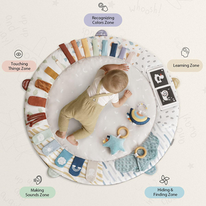 Tapis d'Éveil et Portique pour Bébé 5 Zones de Développement Tapis d'Activité en Bois pour Ramper et Jouer sur le Ventre avec 6 Jouets Sensoriels Amovibles - Product Image 6