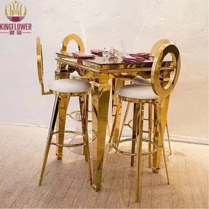 High quality gold stainless steel dining tables metal stool bar adult high chair