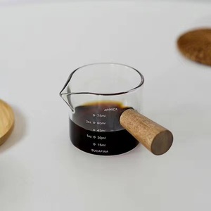 Taza Medidora de Espresso de Vidrio Ecológica con Asa de Madera, Utensilios para Café y Té, Venta al Por Mayor - Product Image 3