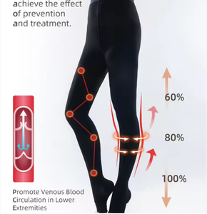 Bas de contention médicaux à bout ouvert, classe II, longueur <span class=keywords><strong>cuisse</strong></span>, 20-30 mmHg, bande supérieure en silicone, tricoté - Product Image 6