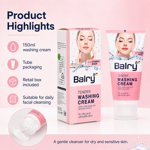 Balry Tender Yıkama Kremi 150ml Sabun Bazlı Yüz Temizleme Kremi, Kuru ve Hassas Ciltler için Cadı Fındığı ve Bambu Özü ile - Product Image 2