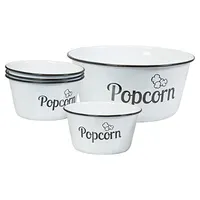 Pabrik Kustom Mangkuk Buah Popcorn Logam Enamel Bulat dengan Stiker Dekoratif