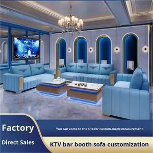 Canapé KTV en cuir synthétique moderne, bar, <span class=keywords><strong>karaoké</strong></span>, boîte, salon, club de nuit, table basse en forme de coin, lumineux, personnalisable - Product Image 2