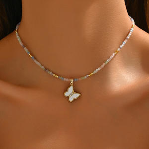 สร้อยคอจี้ลูกปัดแฟชั่นสุดเก๋ ลายพระจันทร์ ดวงอาทิตย์ ผีเสื้อ ตาปีศาจ สร้อยคอถักสำหรับผู้หญิง - Product Image 2