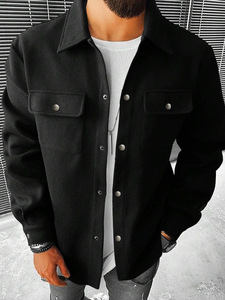 Veste pour homme en gros, prix de gros, automne-hiver, vente chaude, décontractée, couleur unie, col rabattu - Product Image 3
