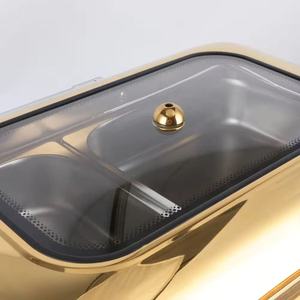 Luxury Wedding Party Stainless Steel Chafing Dish Rectangle Gold <strong>Food</strong> <strong>Buffet</strong> Display <strong>Warmer</strong> Set Alcohol 9L 24-hour - Product Image 4