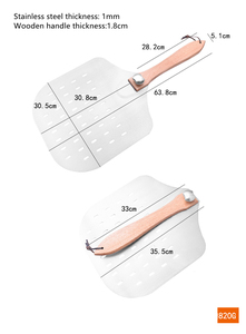 Manjia <span class=keywords><strong>professionnel</strong></span> en aluminium 430 acier inoxydable perforé <span class=keywords><strong>Pizza</strong></span> Peel avec manche en bois pliable <span class=keywords><strong>Pizza</strong></span> tournant Peel Paddle - Product Image 6