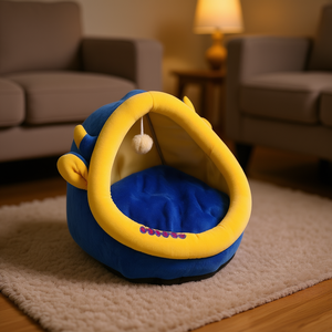 Cuccia per Animali Yommy 40x40x34cm Blu Giallo, Nido Morbido e Accogliente per Gatti e Cani - Product Image 3