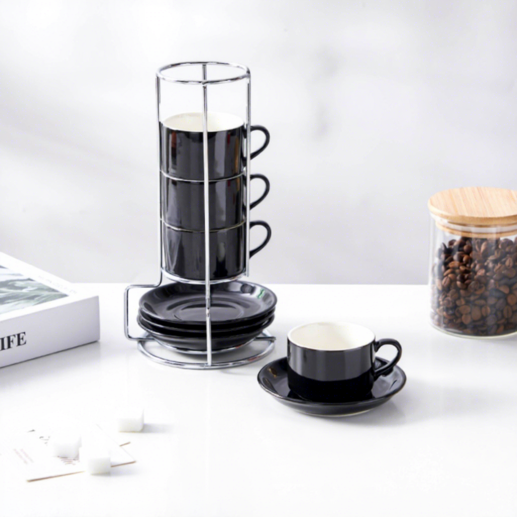 Juego de Tazas de Café Negro
