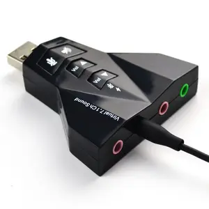 Virtuel externe 7.1 ch Canal USB 3D audio double adaptateur de Carte Son pour PC de jeu D'ordinateur