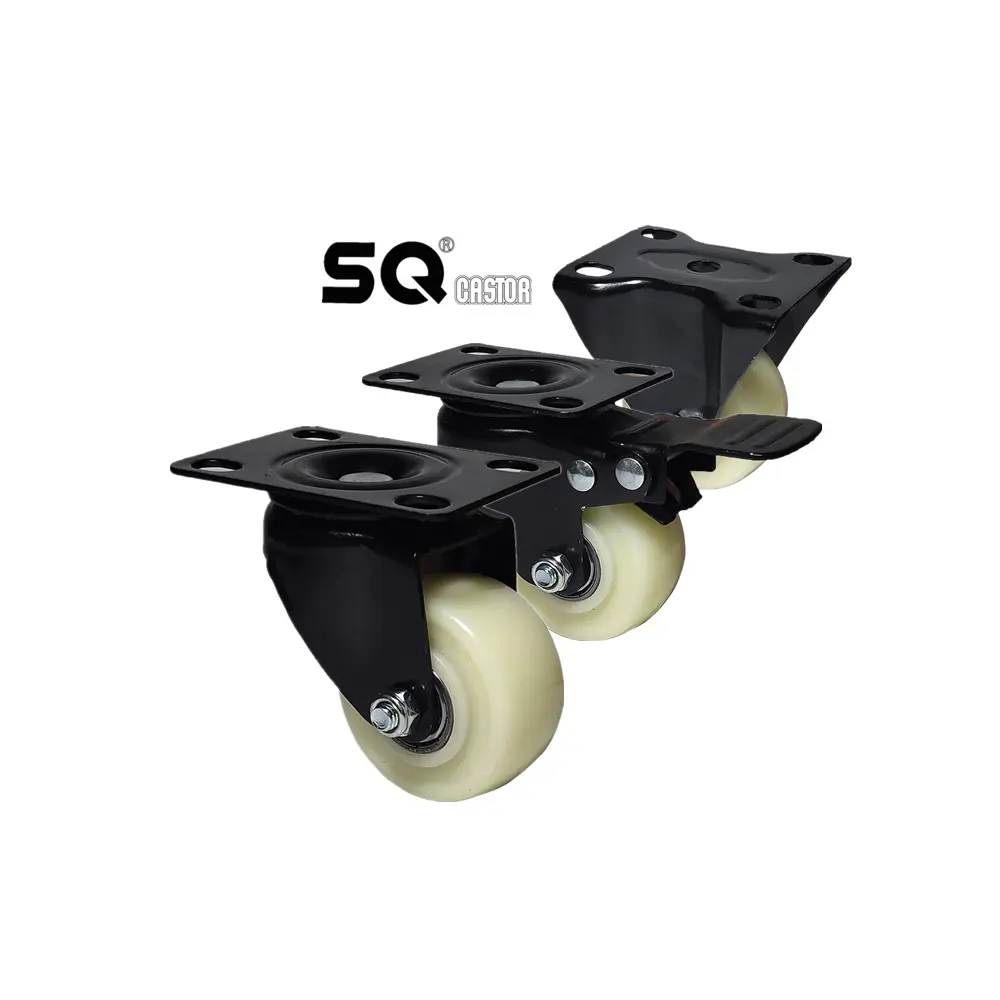 Sq castor rodas de móveis para carrinho, amplamente use pp, resistente à luz, cadeira de escritório, 2 polegadas
