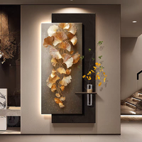 Vase mural rétro en forme de feuille de Ginkgo, double couche, texture grès, peinture à l'huile, décoration murale avec accessoires muraux
