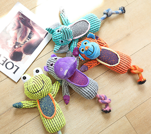 Juego de masticar chirriantes, juguetes para perros para mascotas, lindo nudo, Rana, mono, hipopótamo, elefante, diversión para cachorros de interior, masticar y jugar - Product Image 5
