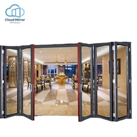 Puerta Plegable de Aluminio Arqueada Estilo Francés, Puerta de Vidrio Texturizado para Sala de Estar, Balcón o Espacio Abierto