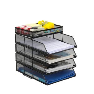 Metal A4 Paper <b>Filing</b> Trays 5 Tiers Stackable File Tray Mesh Desk File Organizer - Product Image 4