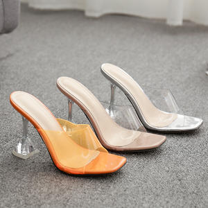 <span class=keywords><strong>Mules</strong></span> transparentes à talons hauts pour femme, pantoufles d'été, bout ouvert, Sexy, claires, sandales, chaussures, <span class=keywords><strong>talon</strong></span> bonnet - Product Image 5