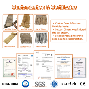 หลังคาหญ้าเทียม HDPE แบบม้วน ป้องกันลม กันน้ำ ทนรังสียูวี ผ่านการทดสอบ SGS เป็นมิตรกับสิ่งแวดล้อม รีไซเคิลได้ ความหนาแน่นสูง เหมาะสำหรับรีสอร์ท - Product Image 6