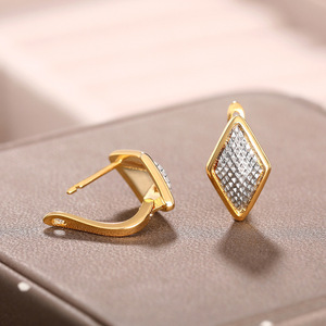 Orecchini a Cerchio Geometrici Bicolore per Donne, Design a Rombo, Gioielli Eleganti e di Tendenza - Product Image 5