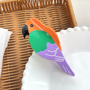 Pinza de Pelo con Diseño de Garra de Pájaro, Pinza de Pelo de Acetato con Diseño de Loro en Bloques de Color, Accesorios para el Cabello para Mujer - Product Image 5