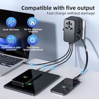 Worldplug Tous Ports Chargeur d'alimentation mural à charge rapide GaN 85W Type C Adaptateur universel de prise de voyage avec câble rétractable
