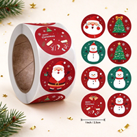 Autocollants en rouleau imprimés sur mesure, étiquettes thermiques directes en couleur, rouleaux d'étiquettes rondes de Noël pour l'emballage de cadeaux