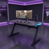 Factory Supply 120cm RGB Led Lights Gaming Desk Large Desktop PC Computer Gaming Table With Headphone Hook and Cup Holder