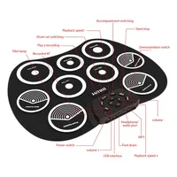 Ensemble de batterie électronique portable tambour roulé à la main 9-pad Interface MIDI prend en charge les jeux DTX ensemble de batterie cadeaux avec pédales de baguettes