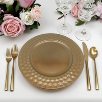 Assiette de Présentation Écologique Marron Doré en Plastique, Style Classique 13 Pouces pour Mariage, Restaurant, Hôtel, Décoration de Plats