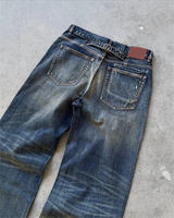 Fabrication sur mesure de jeans classiques pour hommes, vintage, délavés, déchirés, à cinq poches, coupe droite, taille mi-haute, décontractés.