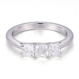 IGI <span class=keywords><strong>Certified</strong></span> 3 Pedra Almofada Corte Anel 14K Ouro Branco Minimalista Estilo De Noivado Anéis De Diamante De Casamento para As Mulheres à venda - Product Image 1