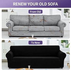 Inthetrend Three-seat <b>Sofa</b> <b>Armrest</b> <b>Cover</b> Non-slip Elastic Comfortable Solid Color Modern Style Polyester Spandex 180-235cm Width - Product Image 4