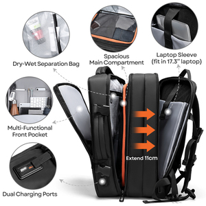 Sac à dos pour <span class=keywords><strong>ordinateur</strong></span> portable moderne de haute qualité pour hommes et femmes avec plusieurs compartiments, port de charge USB, sacs de voyage d'affaires, imperméables - Product Image 3