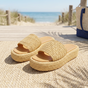 Sandales tissées de luxe pour femmes, de haute qualité, de marque tendance, à semelle épaisse, imperméables, avec soutien de la voûte plantaire, pour la plage, printemps-été - Product Image 2
