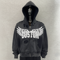 Sweats à capuche pour hommes 100% coton éponge française poids lourd Boxy Fit DTG impression en détresse lavé à l'acide délavé au soleil
