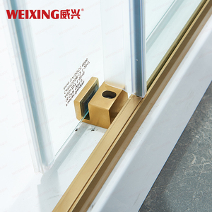 <span class=keywords><strong>Puerta</strong></span> de <span class=keywords><strong>ducha</strong></span> dorada para baño de Hotel y Villa sin marco dorado de vidrio templado deslizante único de nuevo diseño - Product Image 5