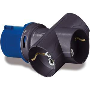 Adaptador Industrial Rosi 2P+T 16A, Enchufe con 3 Tomas Schuko 10/16A 230V, Plástico, Conexión a Tierra Estándar - Product Image 2