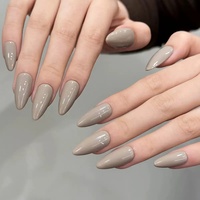 Lot de 10 faux ongles en acrylique de couleur unie, faits à la main, à presser, vente en gros