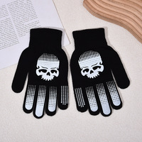 Nouveauté 2026 Gants tricotés chauds pour adulte, mi-doigts antidérapants à écran tactile, motif Halloween Crâne Squelette Griffe de Fantôme, pour Cosplay, Fête et Vacances